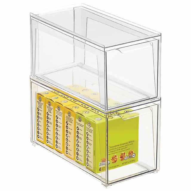 mDesign 2 Piece Plastic Stackable Kitchen Drawer Organizer with