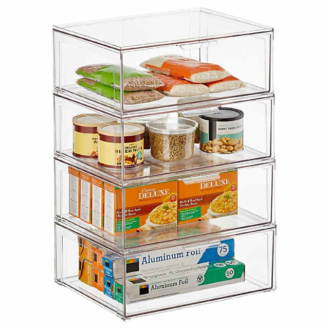 MDesign Plastic Stackable Kitchen Pantry Organizer with Drawer - 2