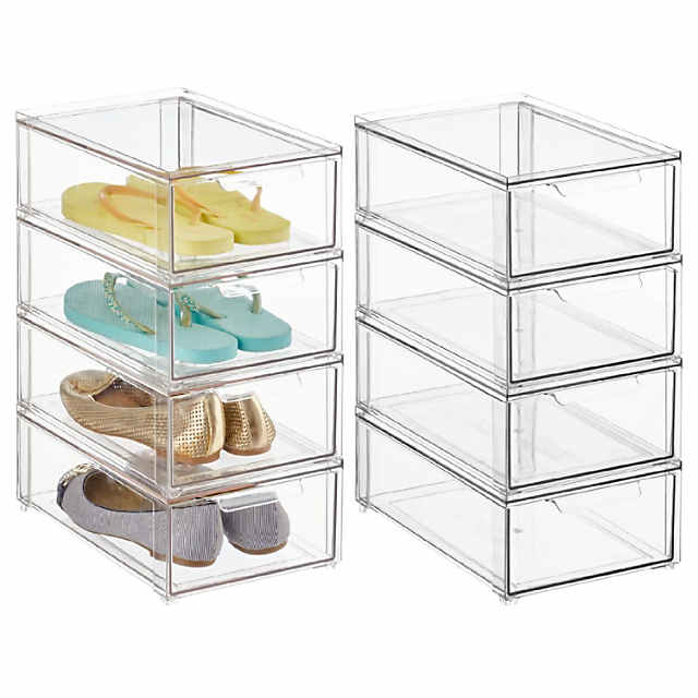 mDesign Plastic Kitchen Pantry Storage Organizer Container Bin - 8 Pack -  Clear 