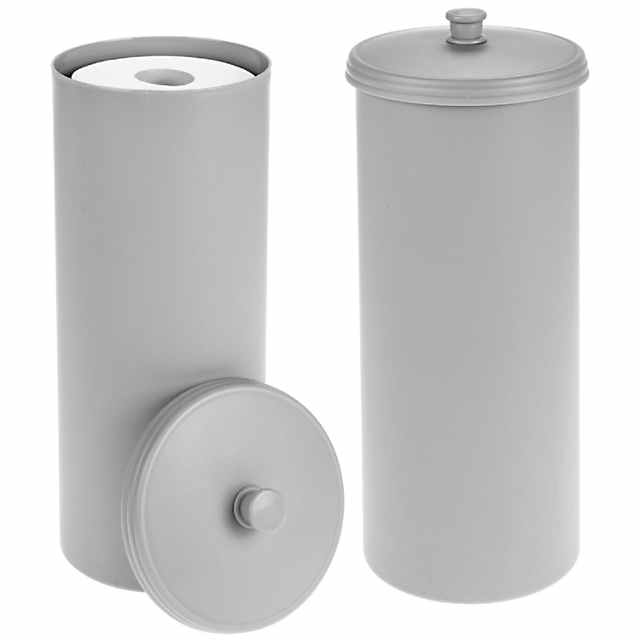 mDesign Steel Toilet Paper Roll Storage and Dispenser for Bathroom - Satin