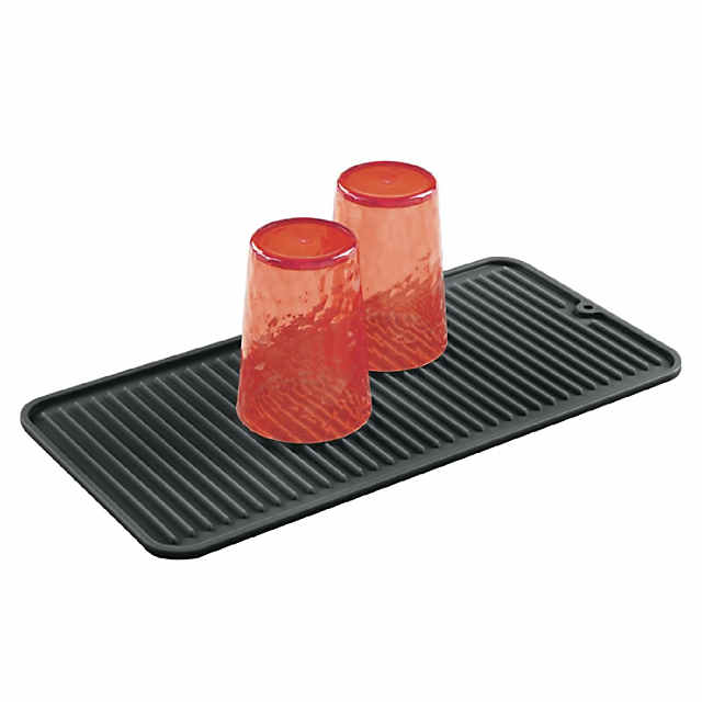 1pc Multifunctional Dish Drying Mat, Black Plastic Countertop