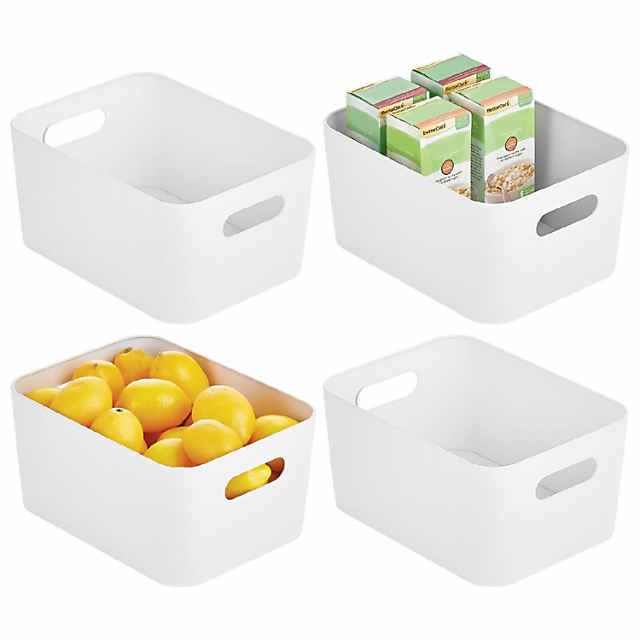 mDesign Small Metal Kitchen Storage Container Bin with Handles, 4