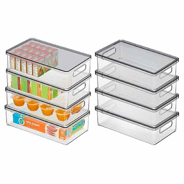 Set of 8 Stackable Pantry Organizer Bins, Clear Plastic Storage Bins for  Home Ed