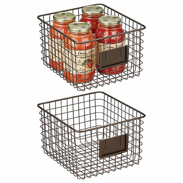 https://s7.orientaltrading.com/is/image/OrientalTrading/PDP_VIEWER_IMAGE_MOBILE$&$NOWA/mdesign-small-steel-kitchen-organizer-basket-with-label-slot-2-pack-bronze~14367022-a01$NOWA$