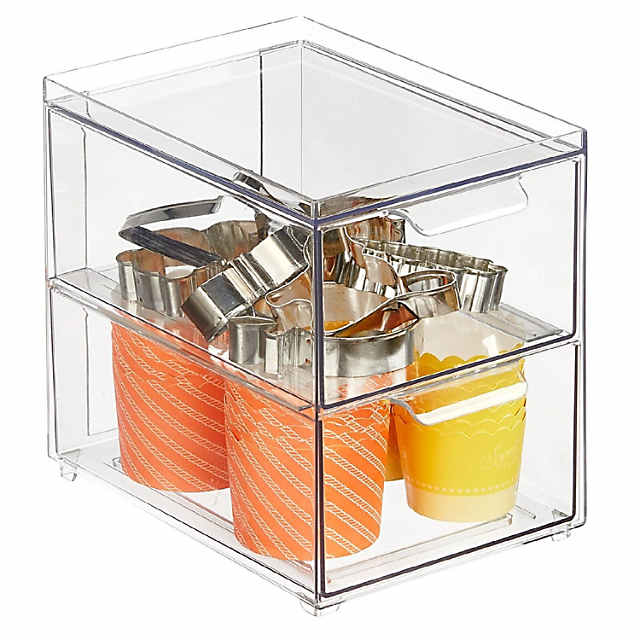 https://s7.orientaltrading.com/is/image/OrientalTrading/PDP_VIEWER_IMAGE_MOBILE$&$NOWA/mdesign-stacking-plastic-storage-kitchen-pantry-bin-2-pull-out-drawers-clear~14366854-a01$NOWA$