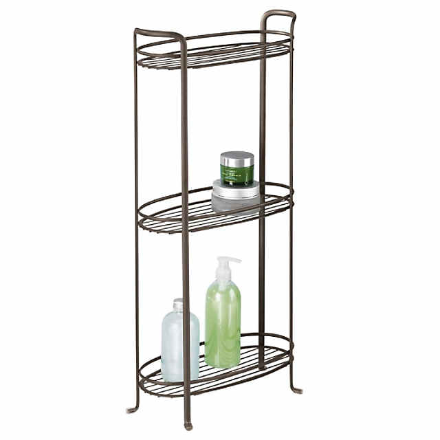 mDesign 2 Tier Corner Bathroom Vanity Storage Shelf