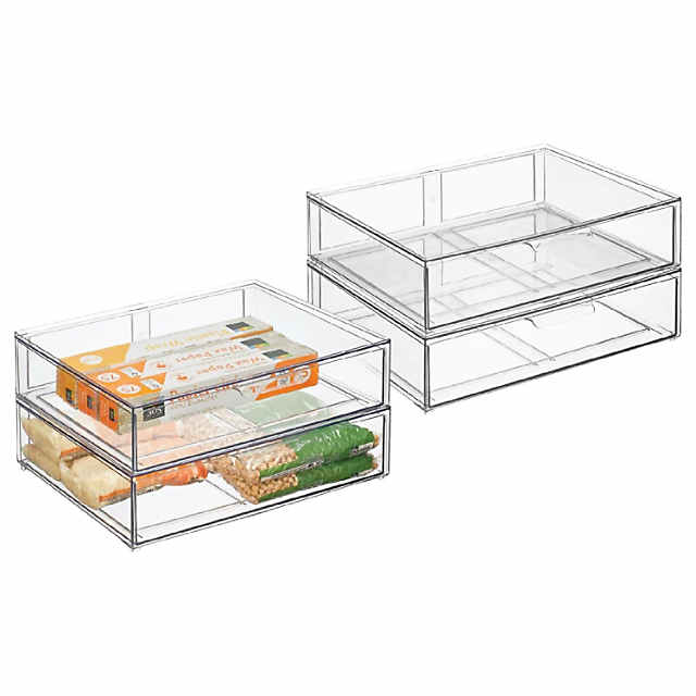 https://s7.orientaltrading.com/is/image/OrientalTrading/PDP_VIEWER_IMAGE_MOBILE$&$NOWA/mdesign-wide-plastic-stackable-kitchen-organizer-bin-with-drawer-4-pack-clear~14366786-a01$NOWA$