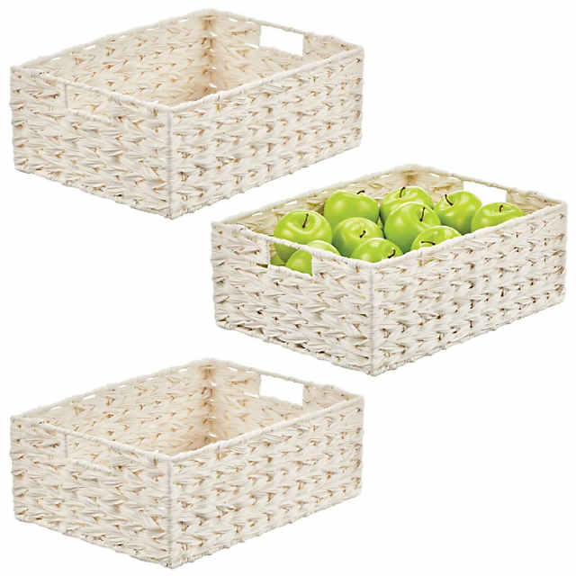 Oceanstar Stackable Metal Wire Storage Basket Set for Pantry, Countertop, Kitchen or Bathroom - Black (Set of 3)