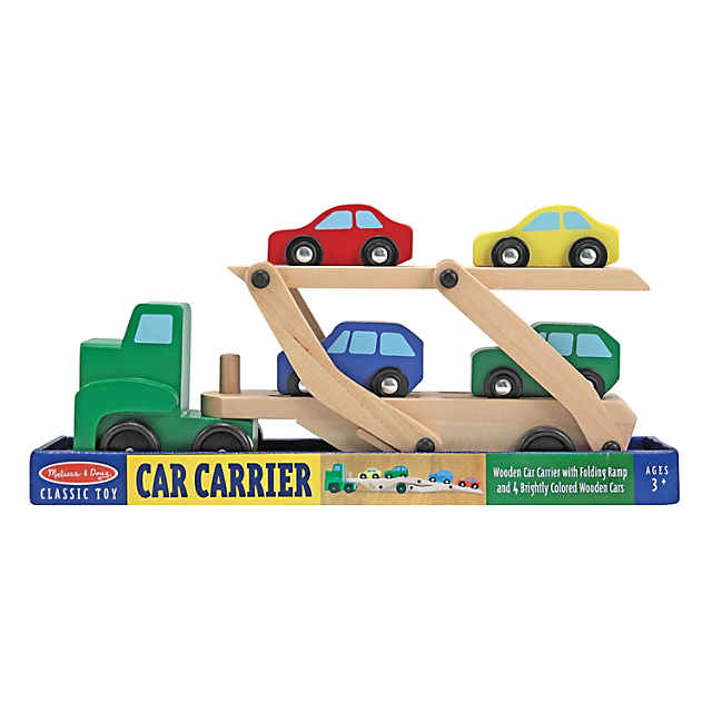 Melissa and doug wooden truck car carrier online