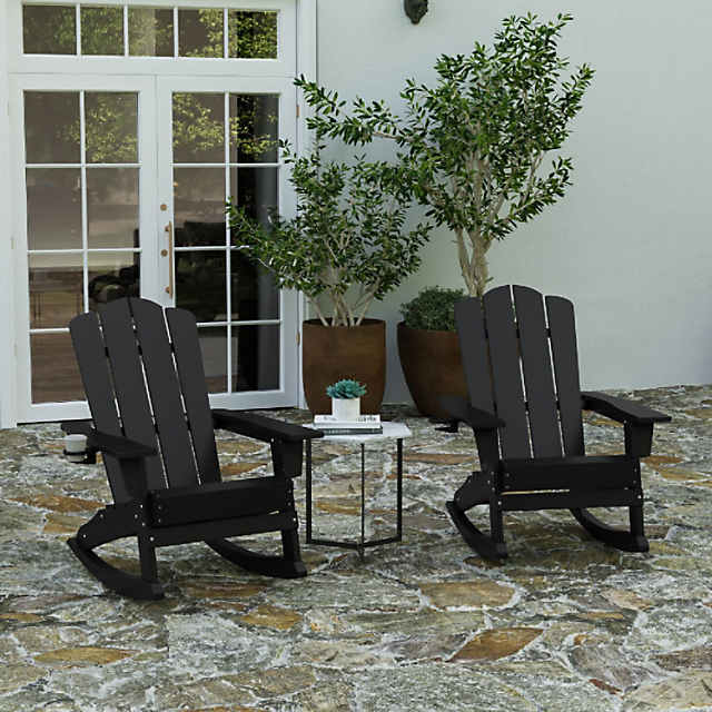 Merrick Lane Ridley Adirondack Rocking Chairs with Cup Holder