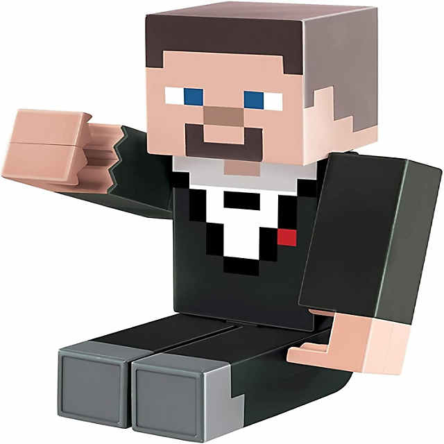 A soft focus of a Minecraft Steve toy figurine holding a sword