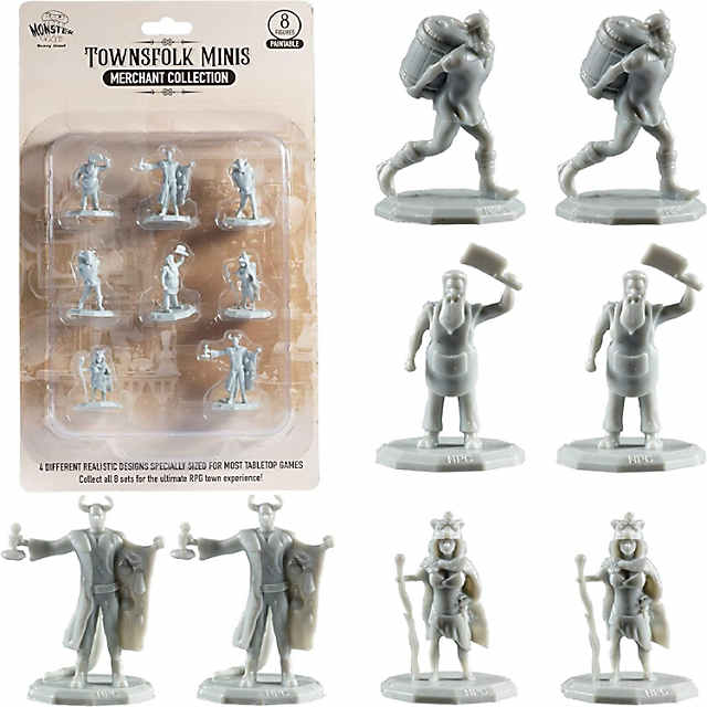 DND Miniatures- 28 Mini Figures - All Unique Designs - 1 Hex-Sized for D&D Dungeons and Dragons, Pathfinder, and All RPG Tabletop Games- Features