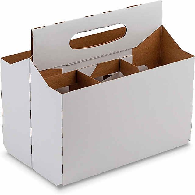 6 Pack Cardboard Beer Bottle Carrier For 12 Ounce Bottles White (10 Count)  