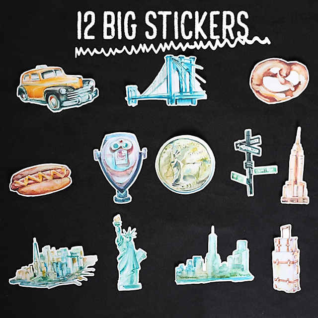 12ct Navy Peony New York Travel Scrapbooking Stickers