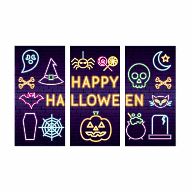 Neon Lights Backdrop Halloween Decoration - 3 Pc. | Oriental Trading