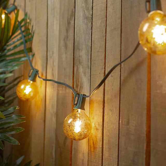 G50 Outdoor String Lights with Clear Bulbs and Green Wire