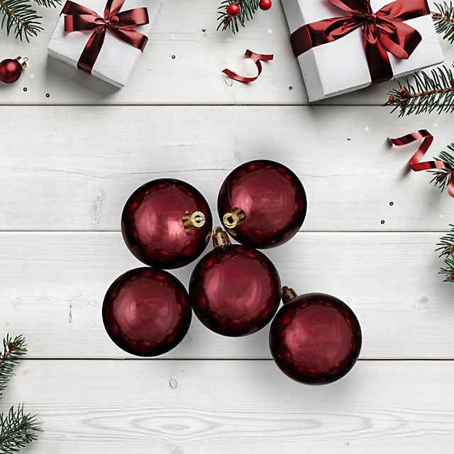 Shiny Christmas Ornaments, Red - 4