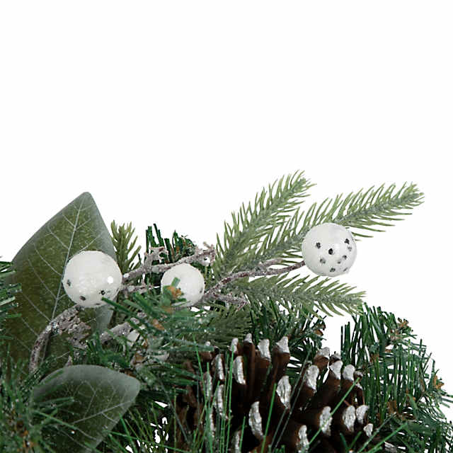 12 Pieces White Christmas Glitter Berry Stems Frotsted Pine
