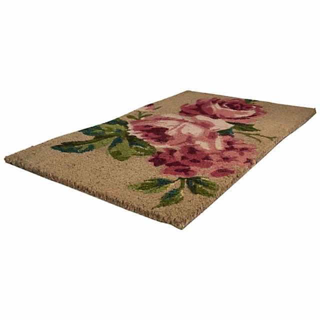 Northlight Natural Coir Blossoming Floral Outdoor Rectangular