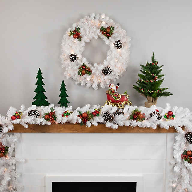 Northlight 24 Pre-Lit Snow White Artificial Christmas Wreath - Clear Lights