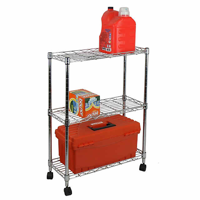 Costway 3-Shelf Utility Service Cart Aluminum Frame 490lbs Capacity w/  Casters