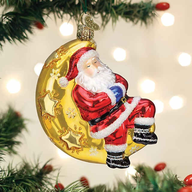 Old World Christmas - Ornament Glass Moonlight Santa