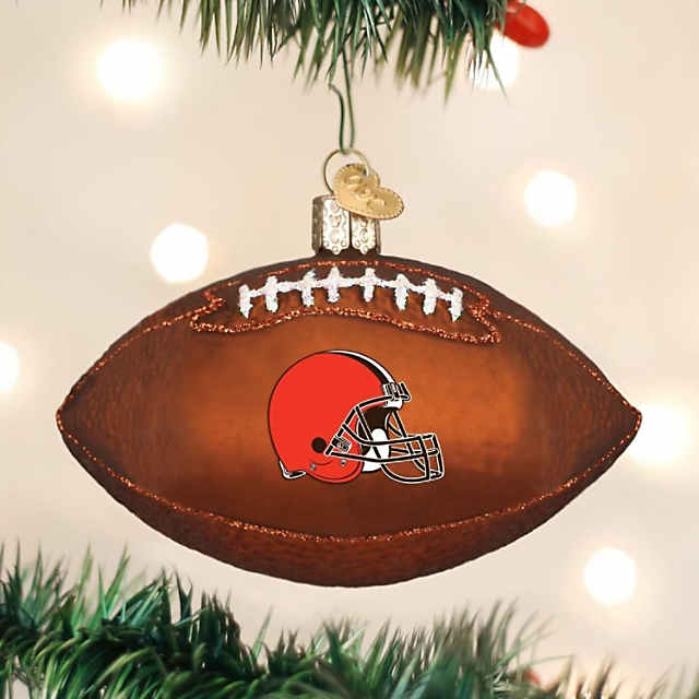 Personalized NFL Cleveland Browns Striped Glass Christmas Ornament