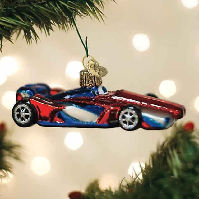Christmas Glass Racing Car Ornament