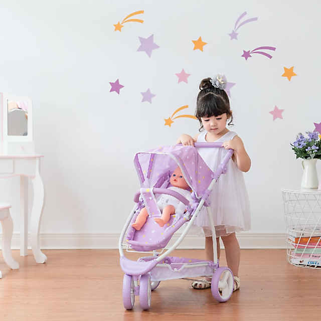 Olivia s Little World Twinkle Stars Princess 2 in 1 Baby Doll Stroller Purple Oriental Trading