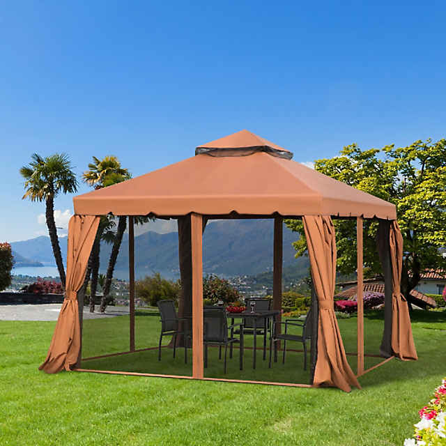 Outsunny 10' x 10' Outdoor Patio Gazebo with Beautiful Polyester