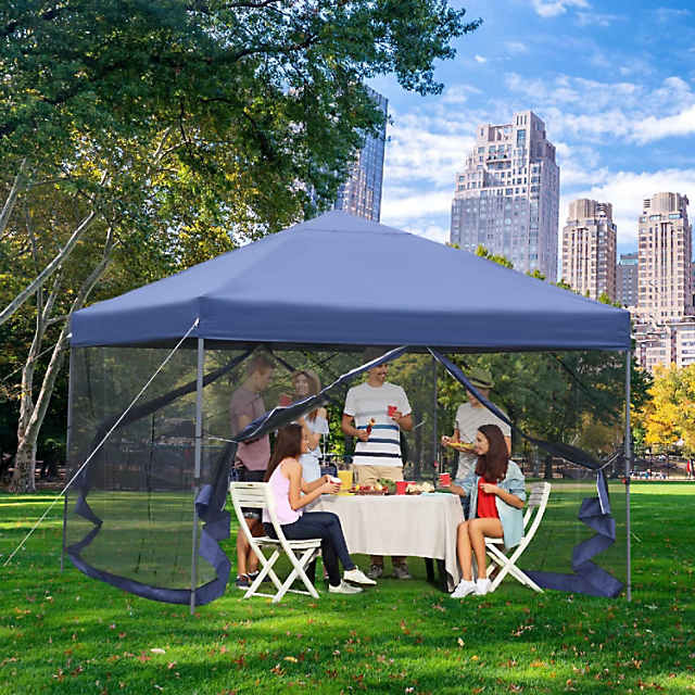 Outsunny 10' X 10' Heavy Duty Pop Up Canopy With Removable Mesh