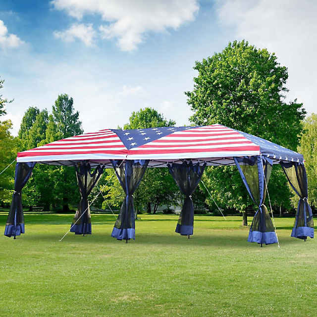 Outsunny 10' X 10' Heavy Duty Pop Up Canopy With Removable Mesh