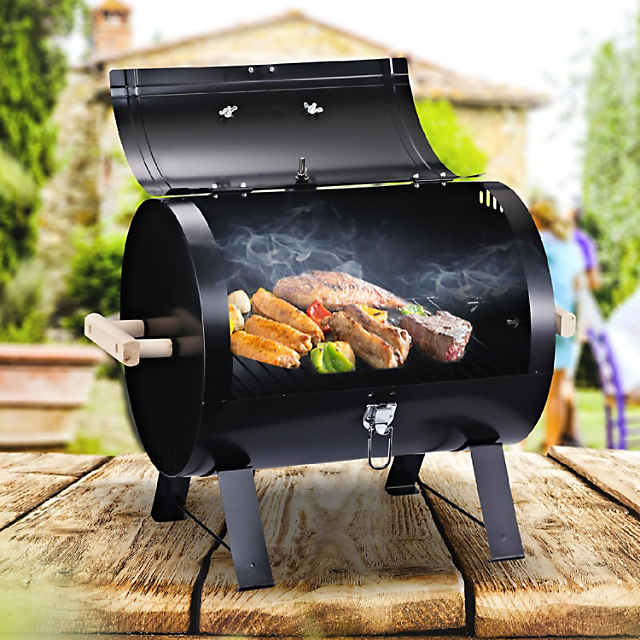 Alsjeblieft kijk gezantschap Reageer Outsunny 20" Mini Small Smoker Charcoal Grill Side Fire Box Portable  Outdoor Camping Barbecue Grill with Wooden Handles | Oriental Trading