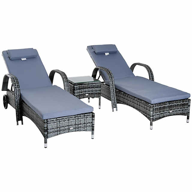 Outsunny rattan 2025 sun lounger set