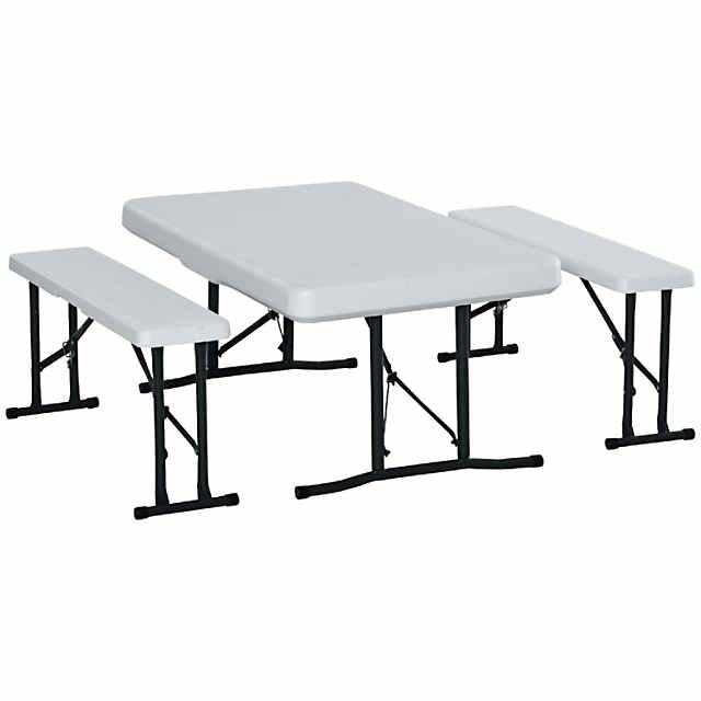 Outsunny Portable Foldable Camping Picnic Table Set With Four