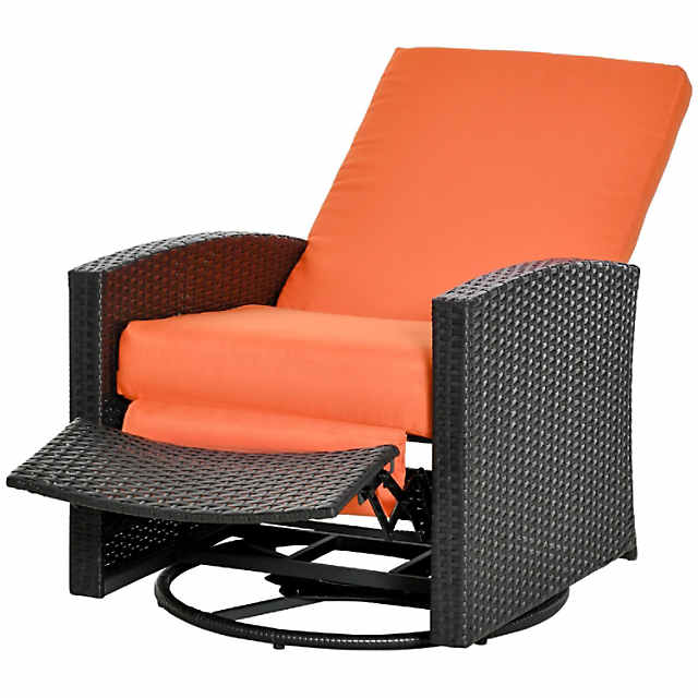 Cisvio Outdoor Patio Rattan Wicker Swivel Recliner Chair