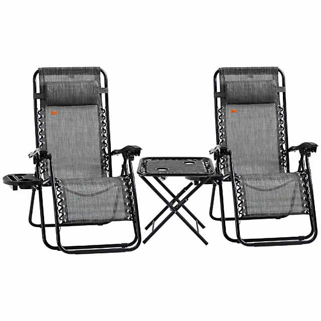 Outsunny Zero Gravity Lounger Folding Recliner Chair with Cup