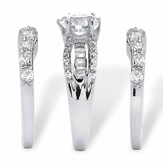 Shiny Women Silver Wedding Engagement Rings Round Cut White Crystal Size  5-10