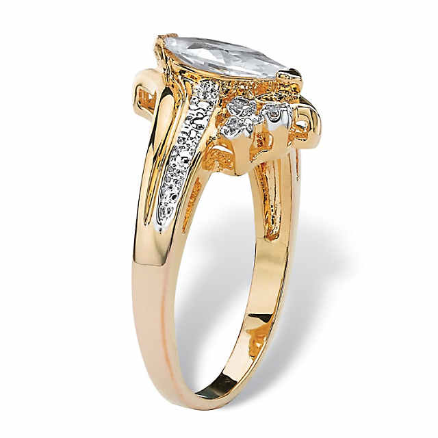 PalmBeach Jewelry Yellow Gold-plated Marquise Cut Cubic Zirconia