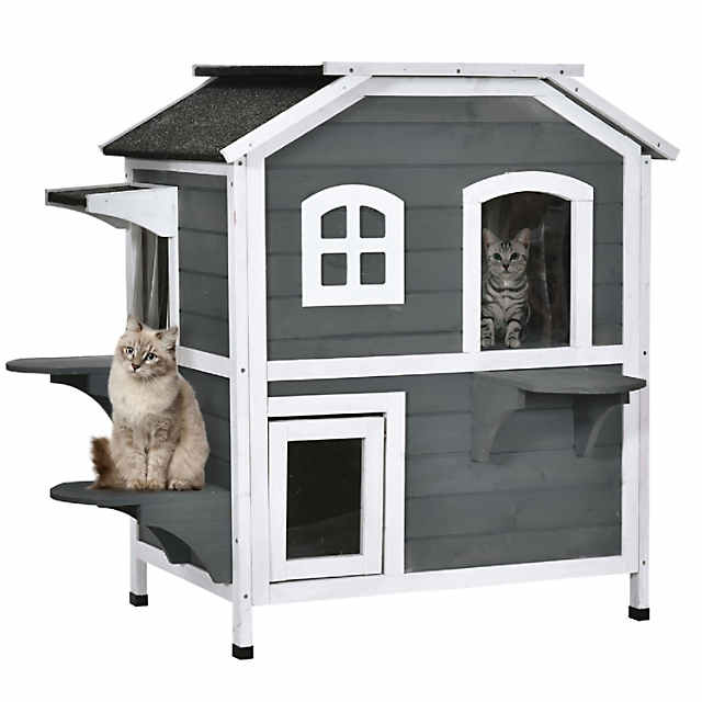 Large Feral Cat House Bizzybrand Shelters for Feral Cats White Two Standard  Doors Cat Gift Cat Furniture 
