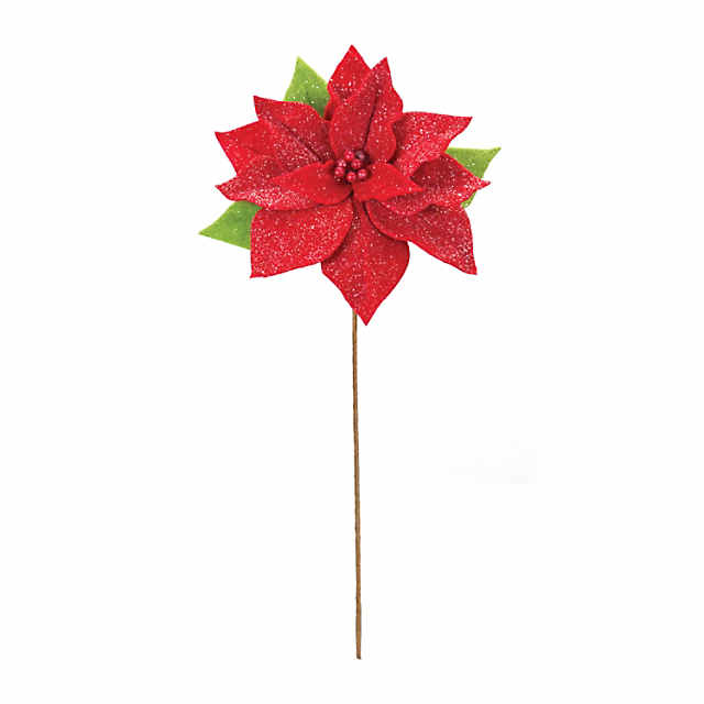 22” Frosted Poinsettia Stem