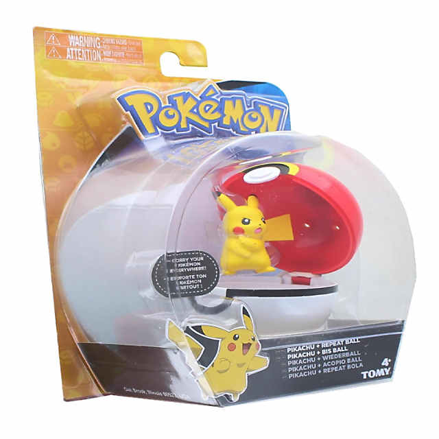 Pokemon Clip and Carry Poke Ball 2 Inch Pikachu and Repeater Ball