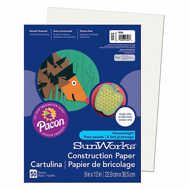Pacon SunWorks 12 x 18 Construction Paper Bright White 50 Sheets/Pack 5  Packs