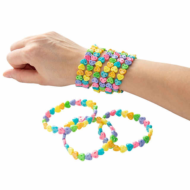 Rainbow Heart Plastic Bracelets - 12 Pc.