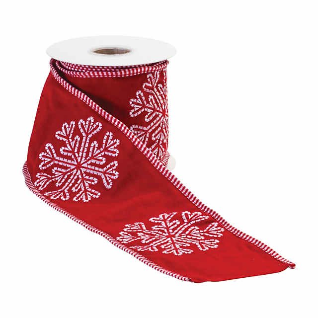 Red Snowflake 4 X 5 Yds. Ribbon Wired Cotton