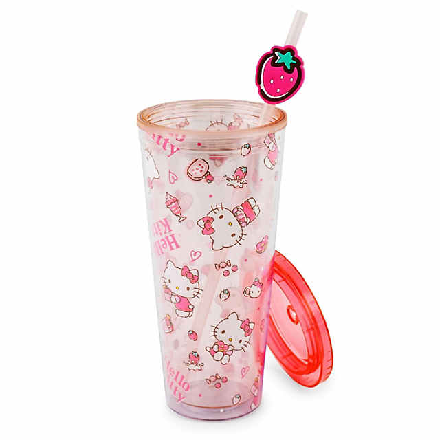 Silver Buffalo Sanrio Hello Kitty Pink Plastic Tumbler With Lid