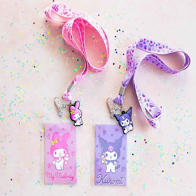Sanrio My Melody And Kuromi Lanyards With ID Badge Holders and Charms Set  of 2