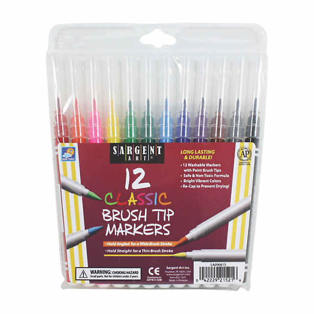 12 Packs: 18 ct. (216 total) Sargent Art® Artist Quality Brush Tip Marker  Set