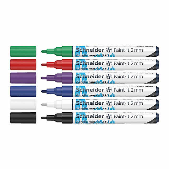 Paint-It 310 Acrylic Markers, 2 mm Bullet Tip, 6 Assorted Colors
