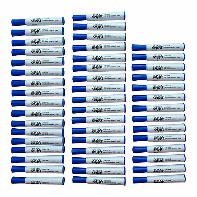 School Smart Dry Erase Tank Style Marker Chisel Tip Blue Pack of 48